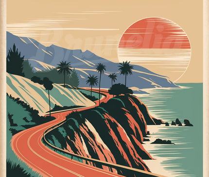 Affiche vintage route côtière 1