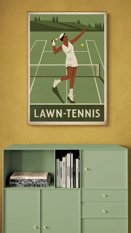 Affiche vintage tennis sur gazon