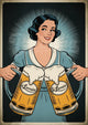 Affiche bière La Lorraine femme années 1950