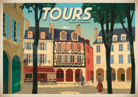 Affiche Tours Place Plumereau architecture Renaissance