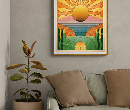 Affiche vintage soleil rétro