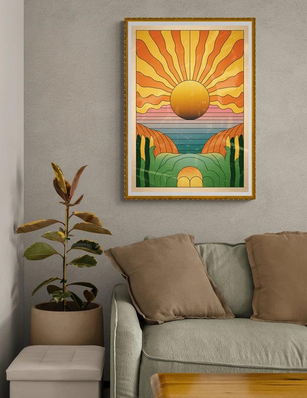 Affiche vintage soleil rétro