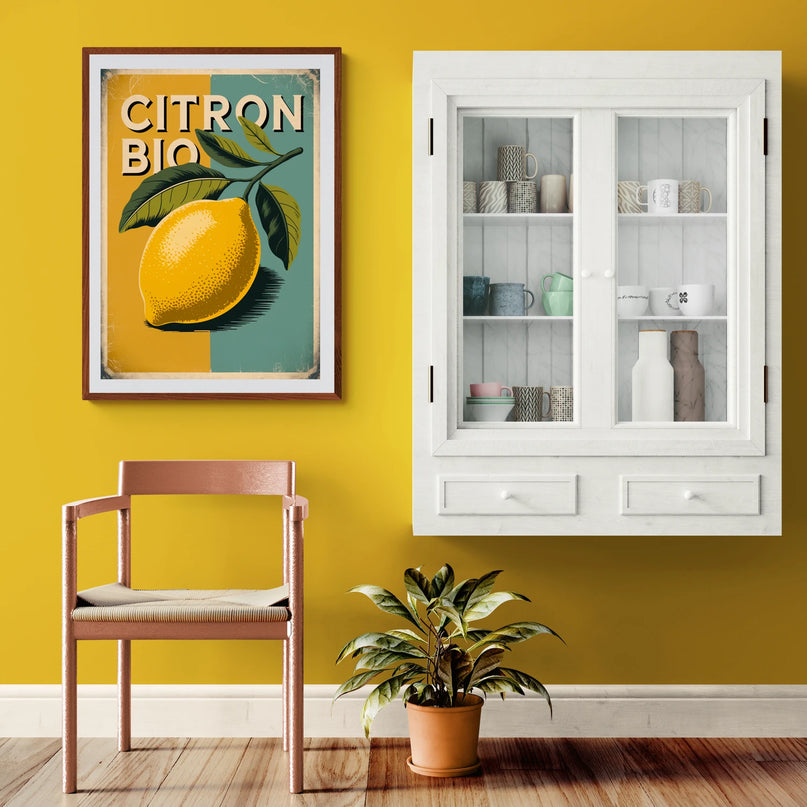 Affiche citron biologique vintage 2