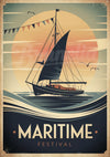 Affiche Maritime Festival voilier coucher de soleil