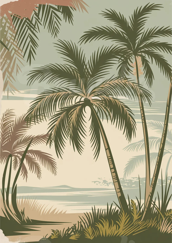Affiche palmiers rétro La Havane