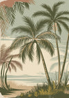 Affiche palmiers tropicaux et lagon vintage