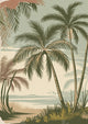 Affiche palmiers tropicaux et lagon vintage