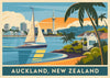 Affiche Auckland Nouvelle-Zélande style Art Déco