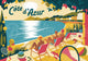 Affiche baigneurs détente bord de mer années 1930
