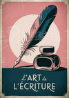 Affiche l'Art de l'Écriture plume et encrier Art déco