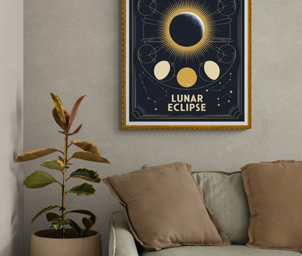 Affiche vintage éclipse lunaire rétro