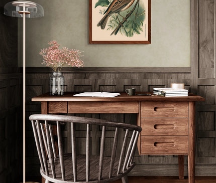 Affiche vintage oiseau sur branche