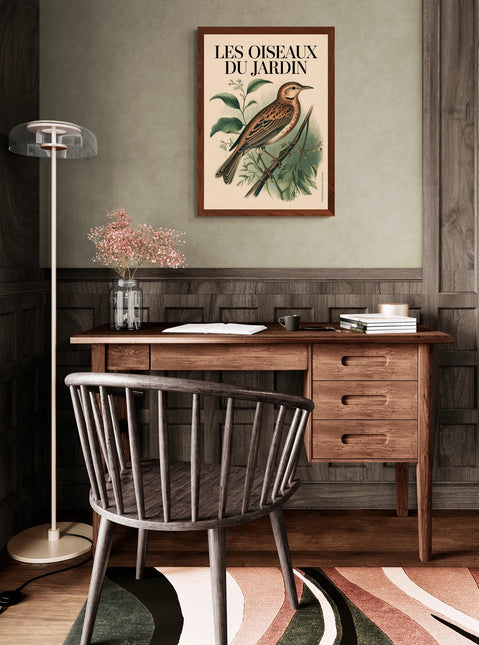 Affiche vintage oiseau sur branche