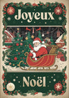 Affiche Père Noël Traîneau Joyeux Noël Vintage