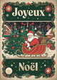 Affiche Père Noël Traîneau Joyeux Noël Vintage