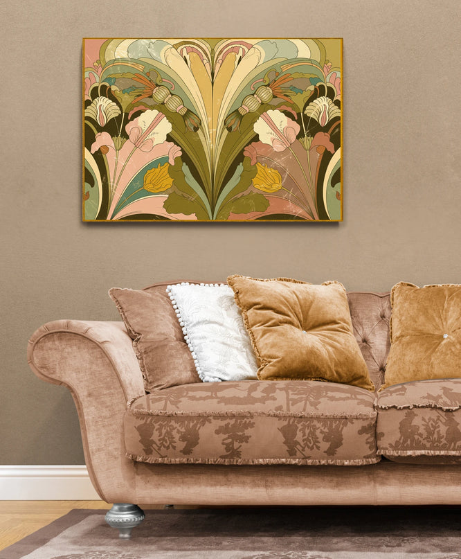 Affiche vintage motifs floraux rétro