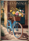 Affiche bicyclette fleurie rétro années 1950