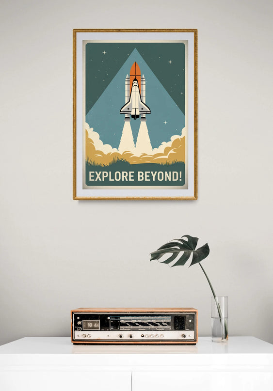 Affiche vintage navette spatiale ancienne