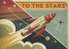 Affiche Fusée rétro vers les étoiles