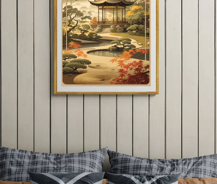 Affiche jardin oriental rétro