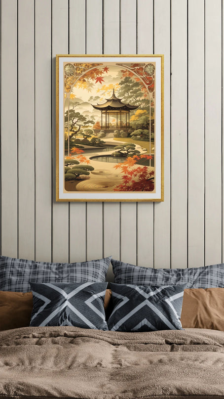 Affiche jardin oriental rétro