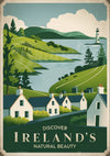 Affiche Irlande paysage lacustre cottages traditionnels