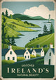 Affiche Irlande paysage lacustre cottages traditionnels