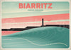 Affiche Biarritz Surfer Paradise phare et vagues