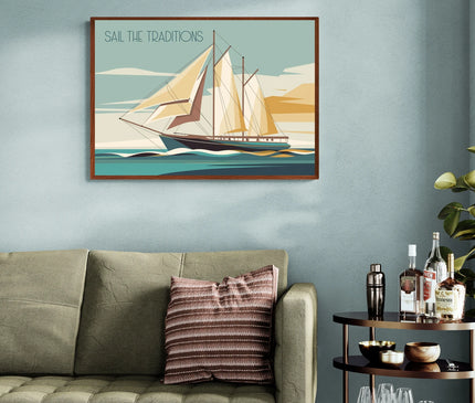 Affiche bateaux traditionnels rétro 1