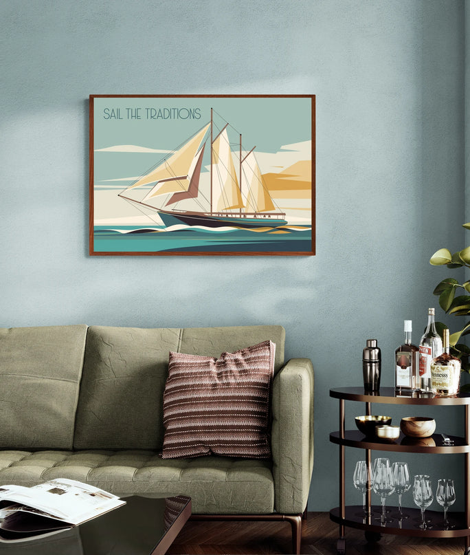 Affiche bateaux traditionnels rétro 1