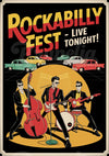 Affiche Rockabilly Fest, musiciens et voitures rétro
