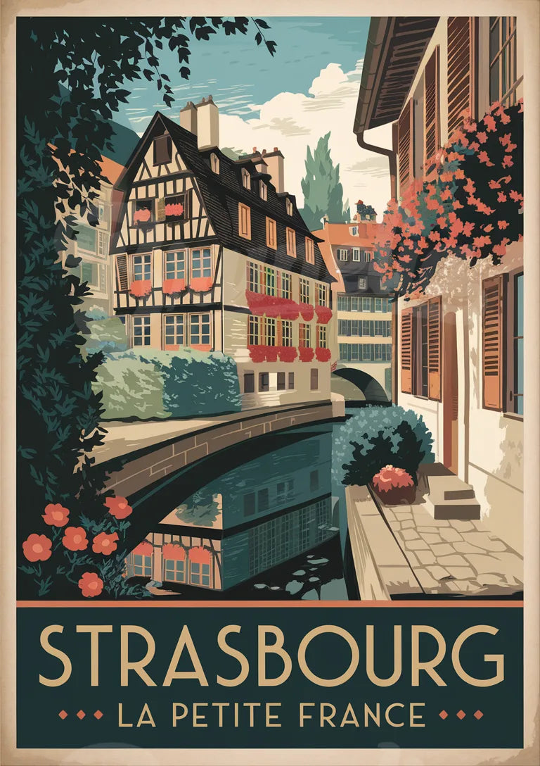 Affiche Strasbourg La Petite France Art Déco