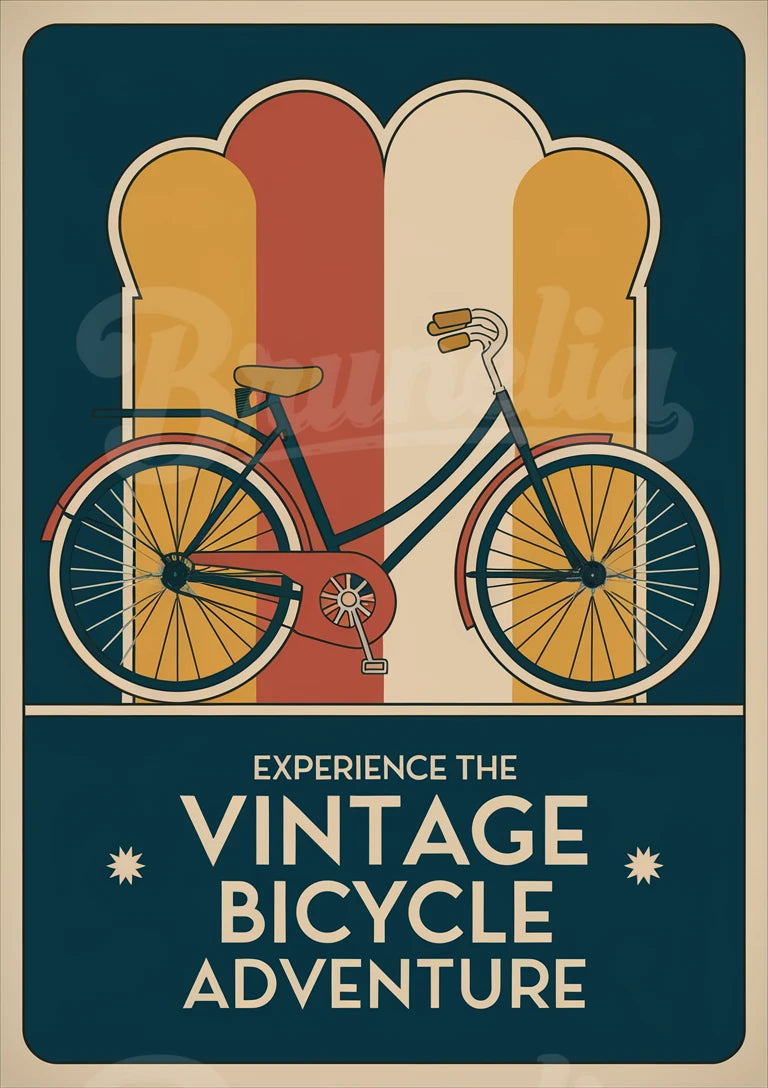 Affiche bicyclette rétro art déco adventure