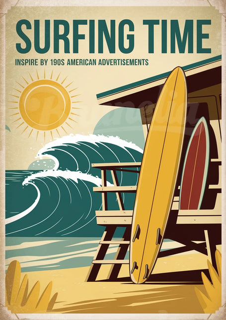 Affiche vintage beach life surf