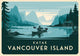 Affiche kayak Vancouver Island avec paysage lacustre