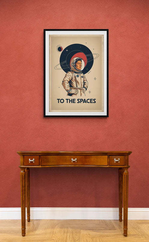 Affiche vintage cosmonaute rétro