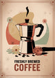 Affiche moka italienne Freshly Brewed Coffee rétro