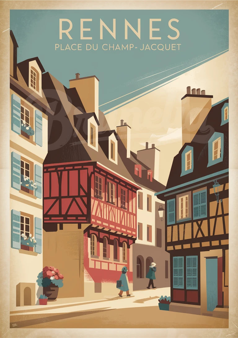 Affiche Rennes Place du Champ-Jacquet art déco
