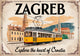 Affiche Zagreb tramway jaune et patrimoine croate