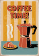Affiche moka et croissant style Art Déco Coffee Time