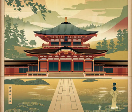 Affiche vintage temple japonais