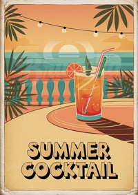Affiche Summer Cocktail tropical style Art déco
