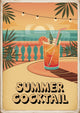 Affiche Summer Cocktail tropical style Art déco