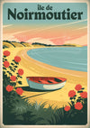 Affiche Île de Noirmoutier bateau plage roses rouges