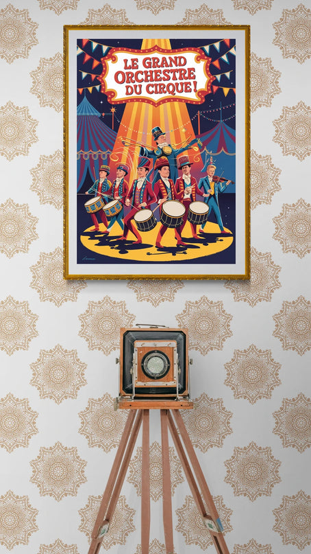 Affiche vintage musiciens de cirque