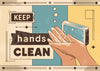 Affiche hygiène mains vintage Keep hands clean