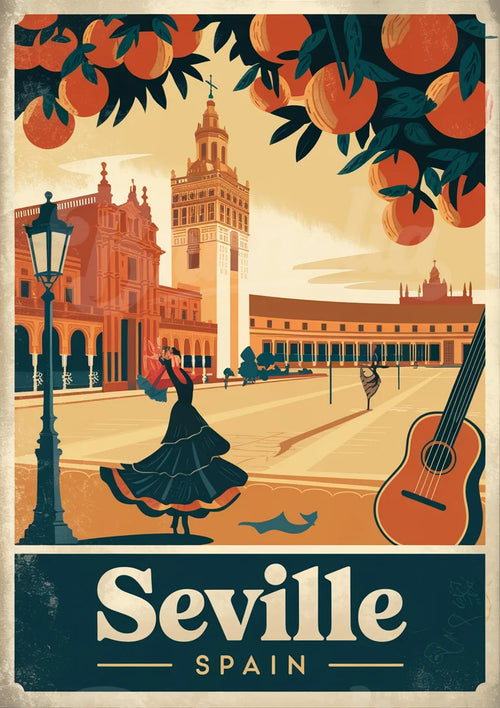Affiche Séville Andalousie danseuse flamenco années 30