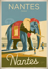 Affiche Éléphant Art déco rétro Nantes