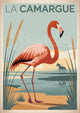 Affiche flamant rose Camargue Art Déco