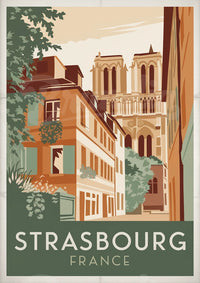 Affiche Strasbourg cathédrale style art déco années 1930